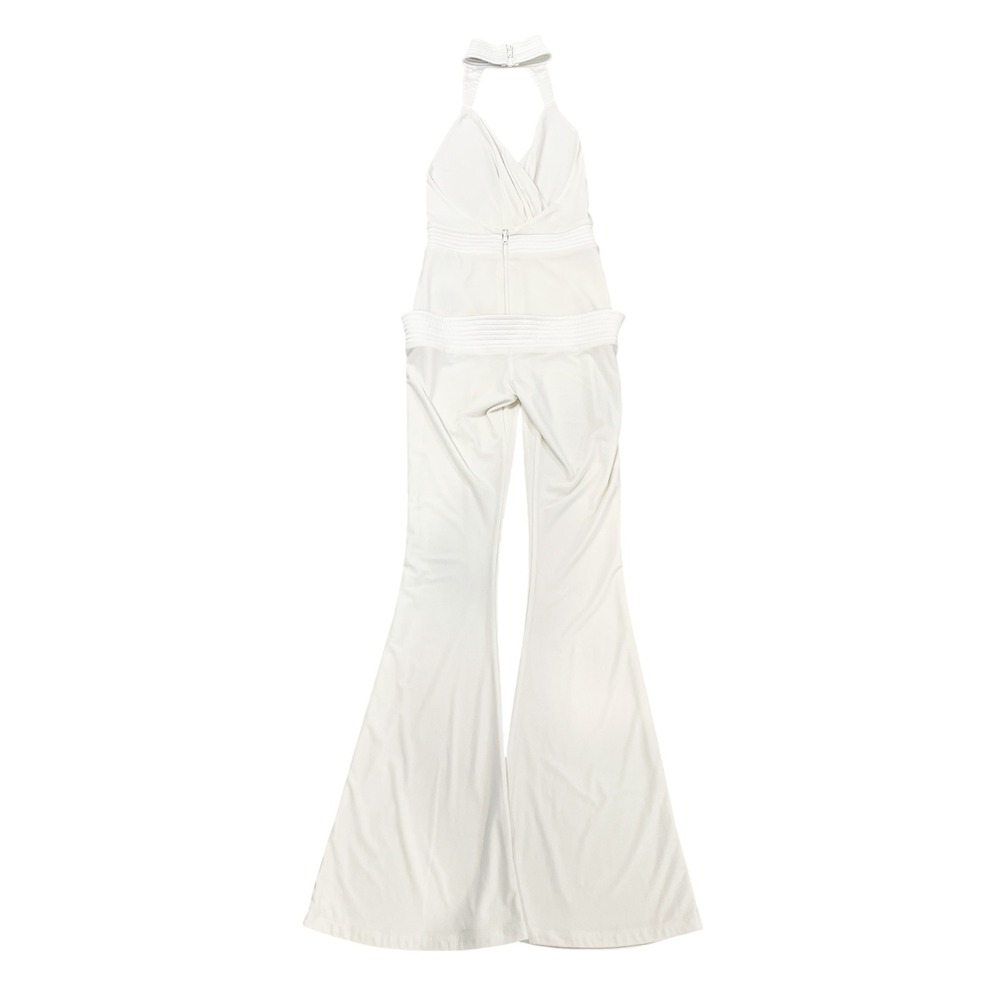 Zhivago White Halter Neck Wide Leg Jumpsuit Flare Sleeveless Chic Size Size XS